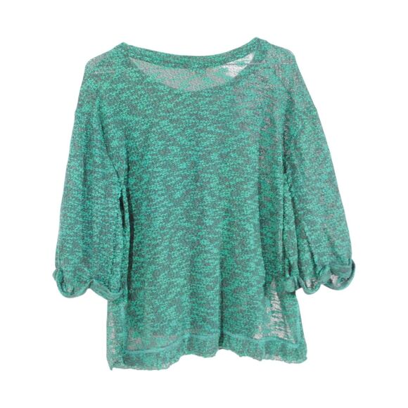Umgee USA Textured Waffle Knit High ow Top Green Black Medium - Picture 4 of 5